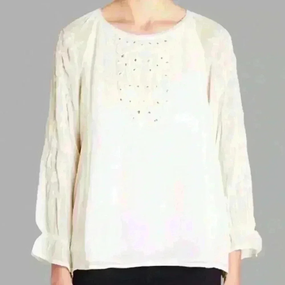 Joie Metta Embroidered Blouse Size Small
